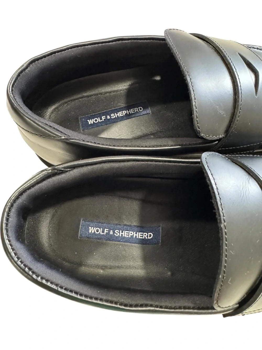 Wolf & Shepherd Black Leather Penny Loafers Slip On Shoes Men Size 9.5 M